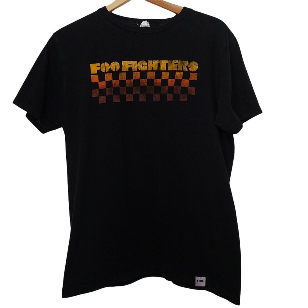 Foo Fighters Bay Island Large T Shirt Band Black Checkerboard Music Dave Grohl